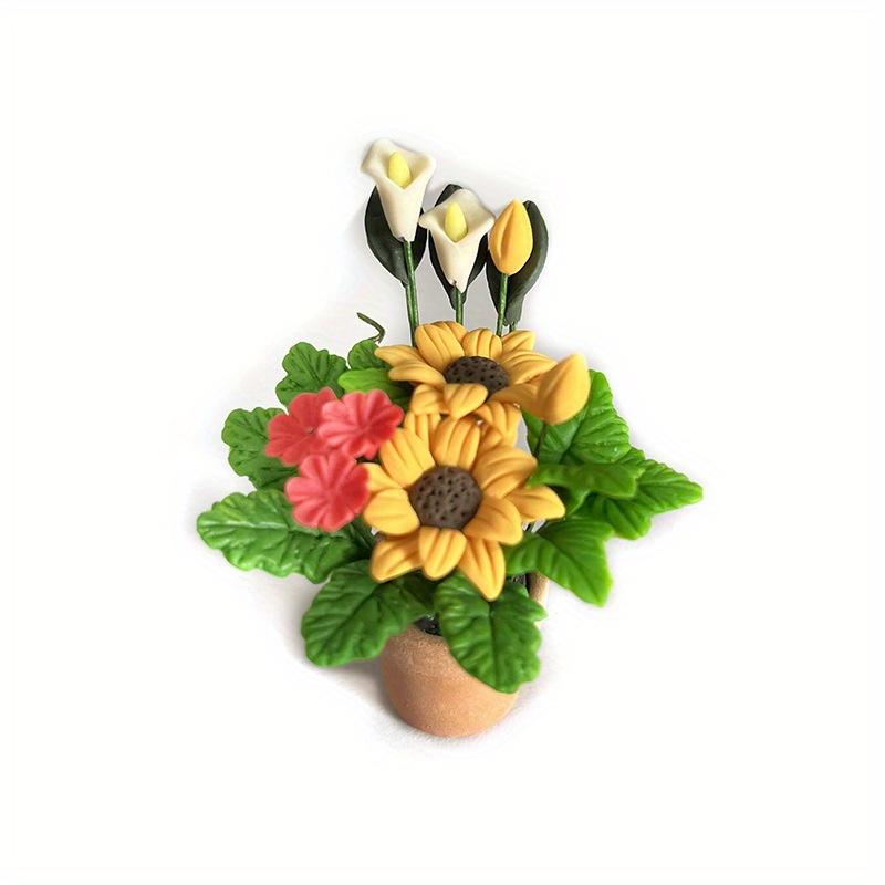 

1:12 Миниатюрных глиняных цветка Миниатюрный горшечный желтый хризантема маргаритка украшение горшечный цветок бонсай сад домашнее украшение 1PCS