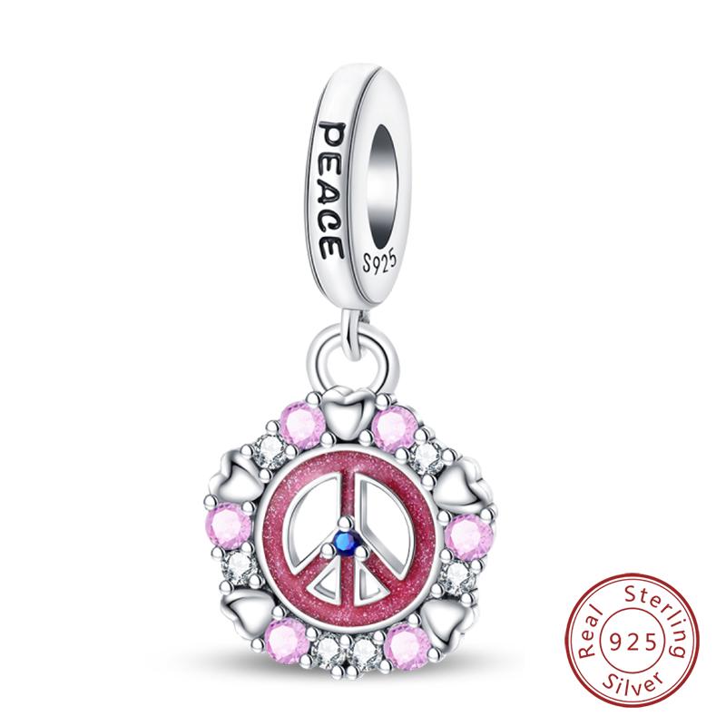 New Copper Heart Shaped Guardian Peace Dove Hope Angel Charms Beads Fit Qikaola Original Bracelets Diy Jewelry