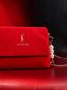 YSL Red Christmas Handbag, Shoulder Bag/Crossbody Bag with Gold Logo, Flap Closure, Luxurious Holiday Makeup Bag, Women's Christmas Gift
