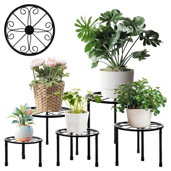 5Pcs Metal Plant Stands Sturdy Construction High Stability Rustproof Strong Load-bearing Indoor Floor Plant Holder Flower Pot Shelf