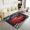 Racing Sports Car Rug, Checkered Flag Yellow Splash Print, Non-Slip Washable Soft Mat for Living Room Sofa Dining Room Indoor
