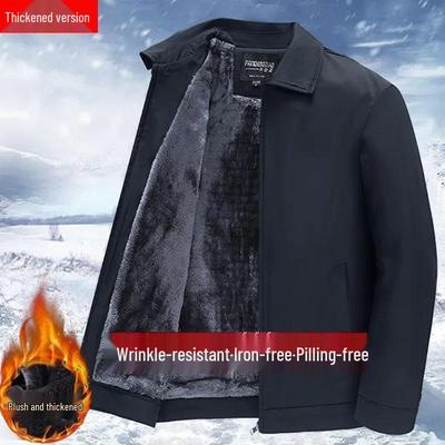 Herren-Plus-Samtjacke für mittleres und älteres Alter - Dicke Winterjacke für Papa & Opa