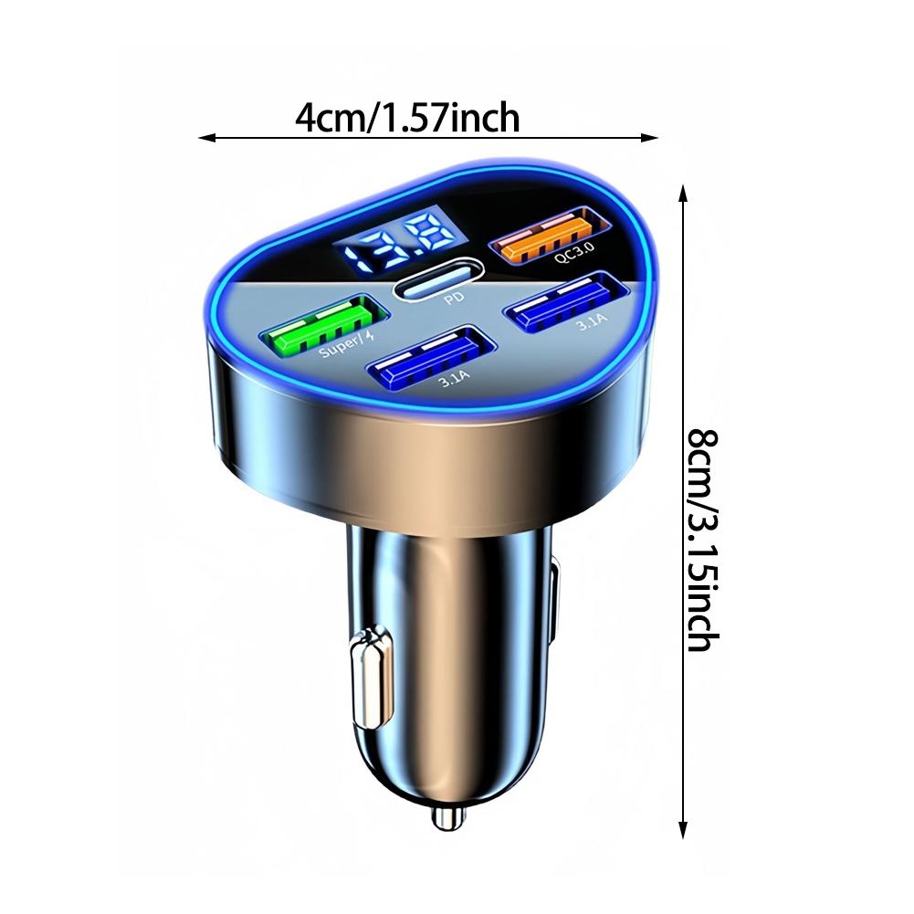 Car Heart-shaped Charger USB Type C Super Fast Charging In Car with LED Voltage Monitor for Smart Phones