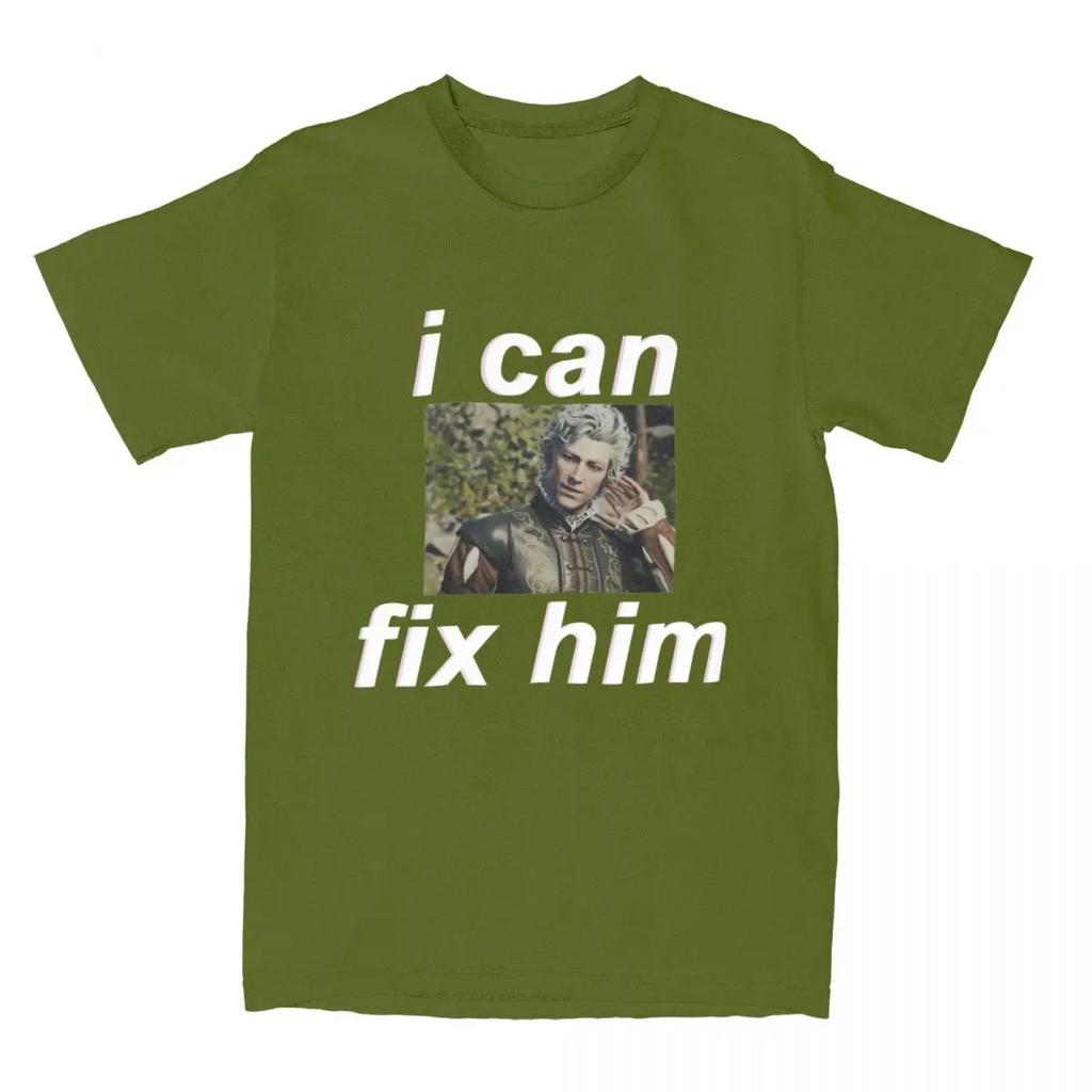 Astarion I Can Fix Him WoT Shirts Parody Novelty Tees Short Sleeve Round Neck T-Shirt 100% Cotton Original Clothes