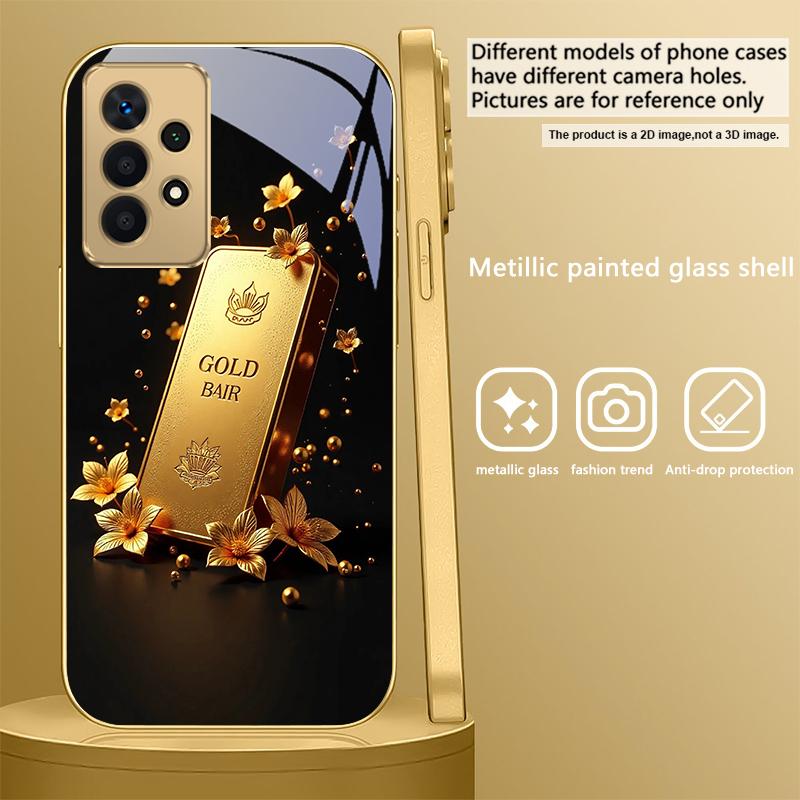 

Exquisite Crown Gold Bar For Samsung A16 A15 A14 A13 A12 A26 A25 A23 A22 A21s A36 A35 A34 A33 A32 A31 A52 glass phone case Galaxy A73 5G