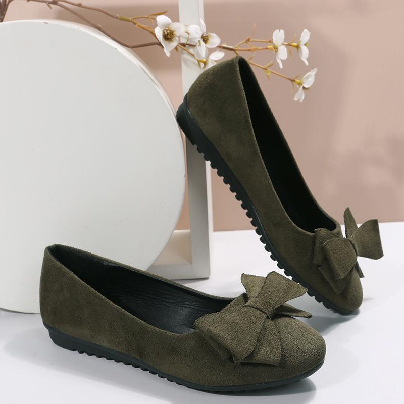 Women's Flats 2024 Spring Autumn Round Head Flat Shoes for Women  Non-slip Shoes Retro Bow-knot Shoes Soft Comfortable Shallow