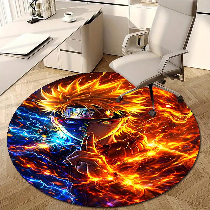 1pc Naruto Print Round Carpet Chair Round Carpet Suitable for Bedroom Living Room Home Decorative Carpet