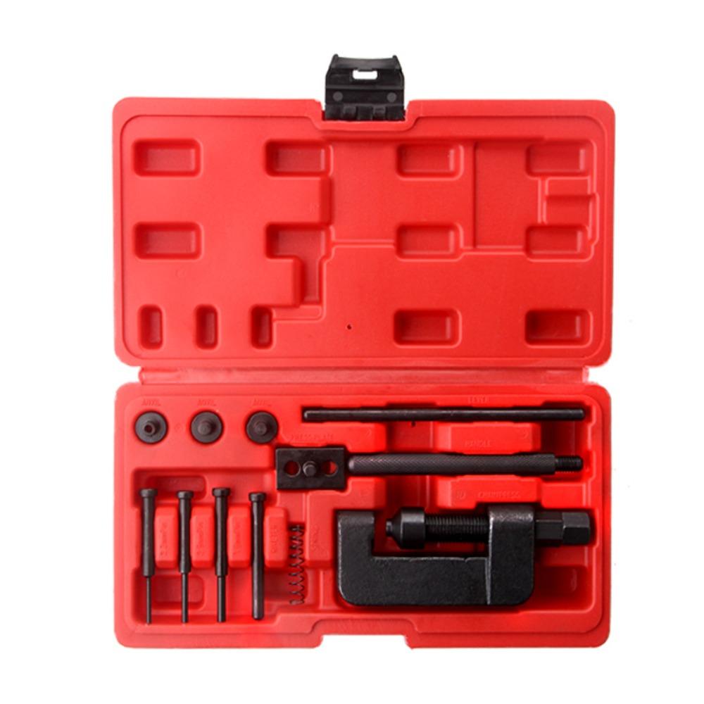 Red Case Motorcycle  Chain Breaker Riveting Kit Cam Drive Riveting Repair Tool Kit  Repair