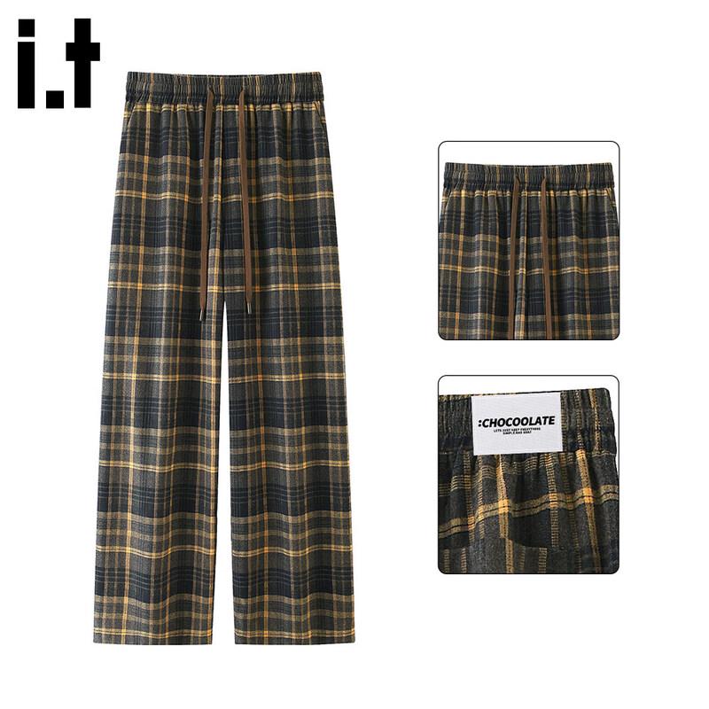 CHOCOOLATEit Men s Retro Plaid Wide Leg Casual Pants M