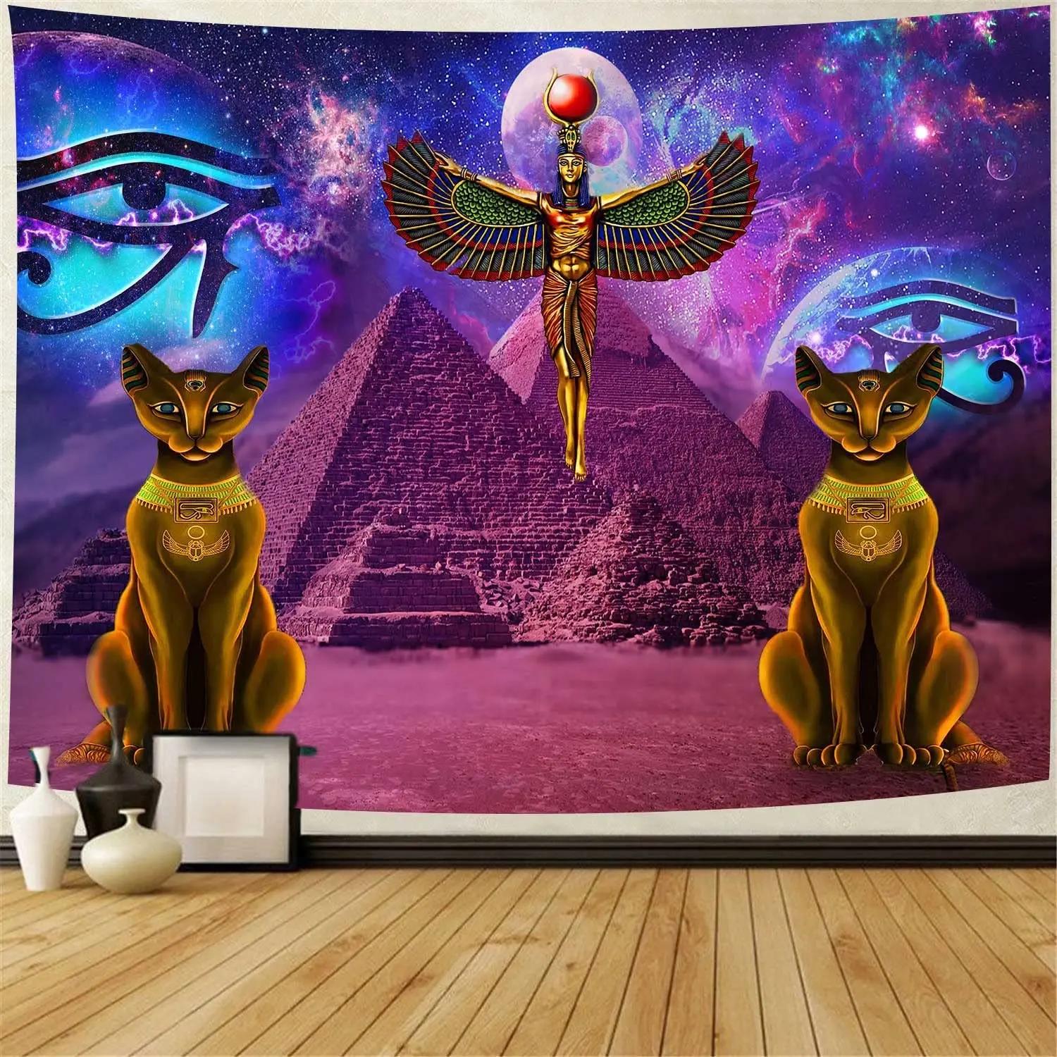 

Egyptian Style Tapestries Goddess of Isis Eye of Horus 40x30Inch Anubis Cross Snake Mysterious Text Characters Wall 100X70CM