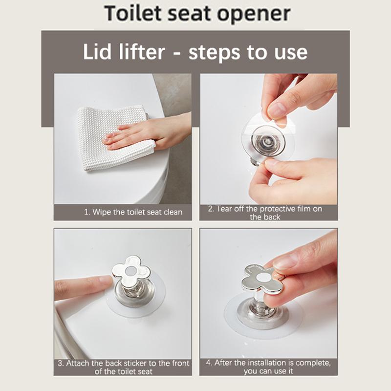 Toilet Lid Lifter Set Self-Adhesive Toilet Seat Lifter Avoid Touching Toilet Cover Handle Bathroom Accessories For Office Home