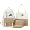 New Simple Four-piece School Bag Female Student Campus Backpack Simple Large Capacity Contrasting Color Backpack