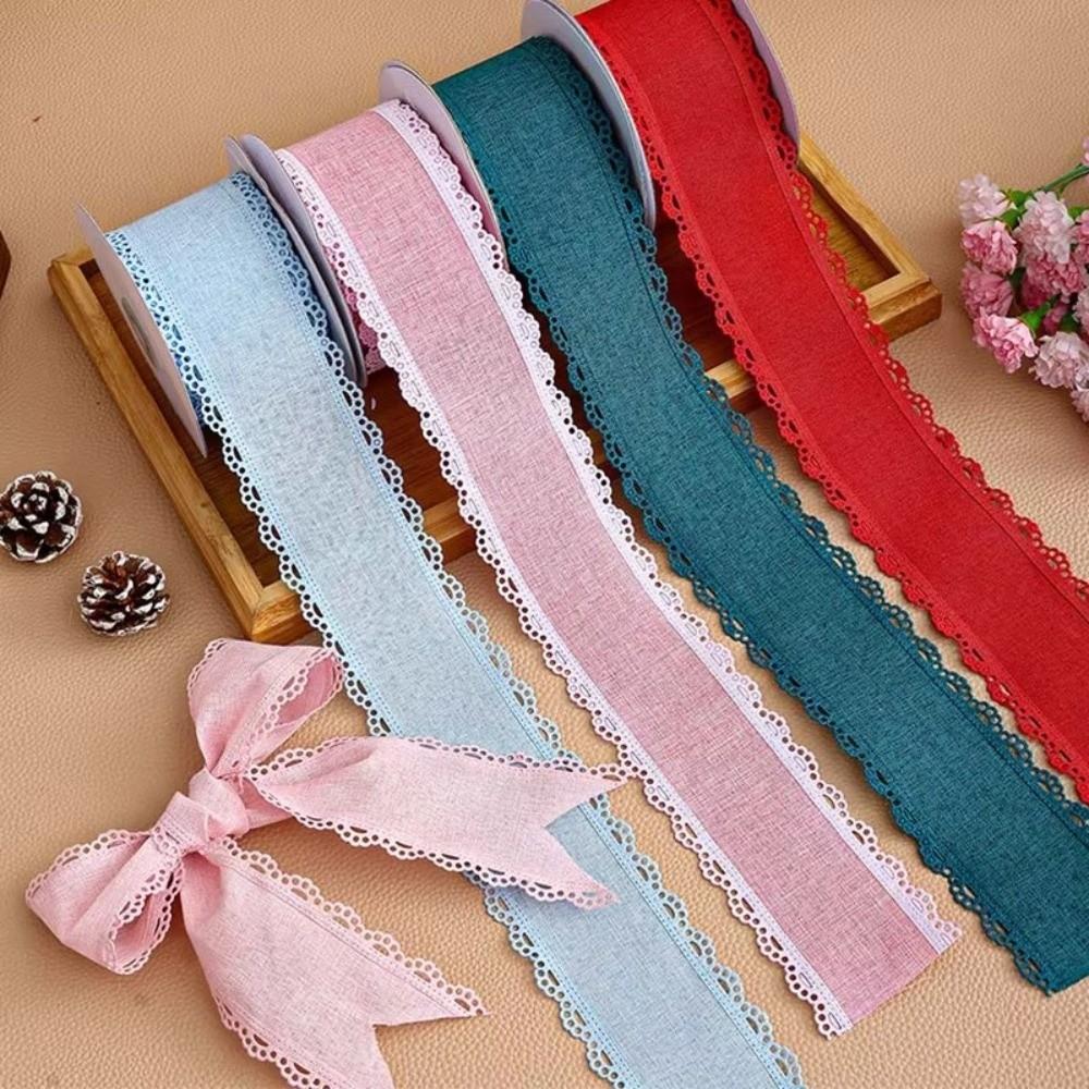 63MM 10 Yards Fine Linen Ribbon Handmade Quality Gift Packaging Ribbon For Hair Accessories