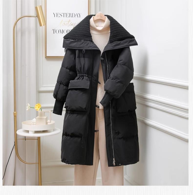 Padded Clothes Women's Winter Long Design Sense Padded Clothes Over the Knee Long Large Lapel Padded Jacket Retro Coat