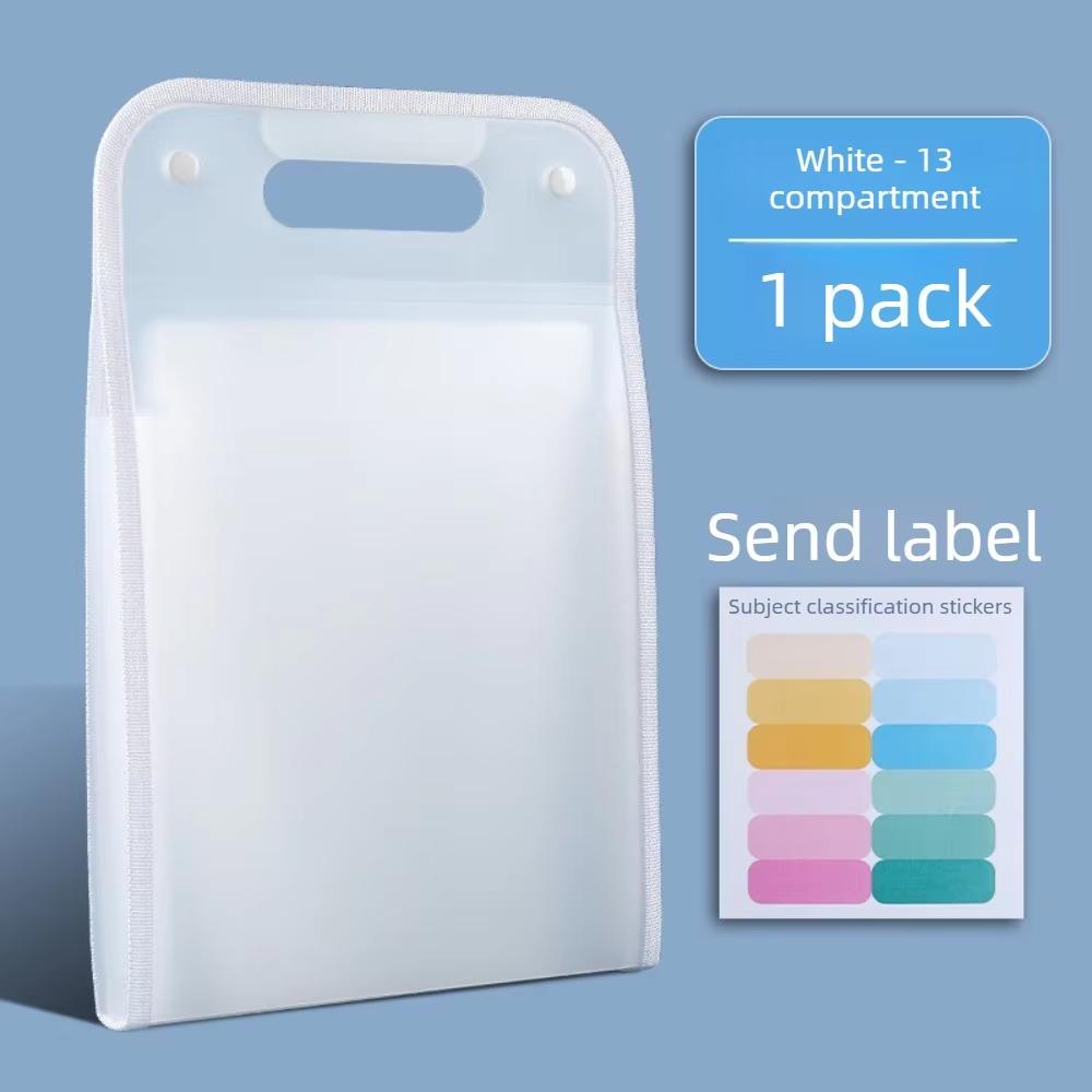 13-Pocket Translucent Expanding Accordion File Organizer with Labels, A4 Letter Size Paper Folder for Office School Home Accessories