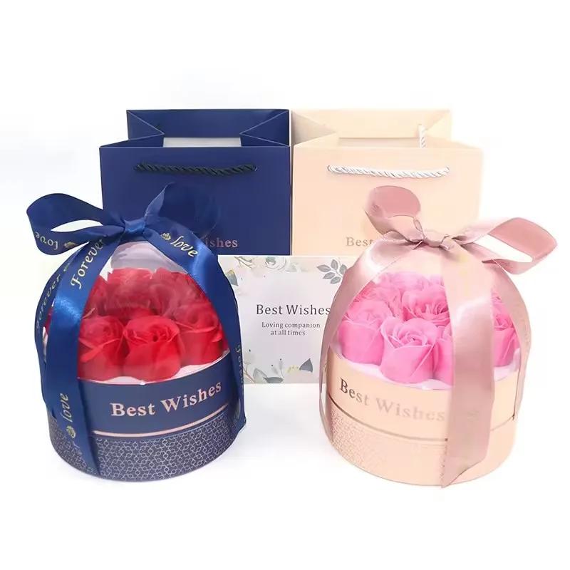 Heart Pendant Necklaces For Mom With Luxury Rose Flower Gift Box Friends Valentine's Day Lover Gifts Romantic Jewelry
