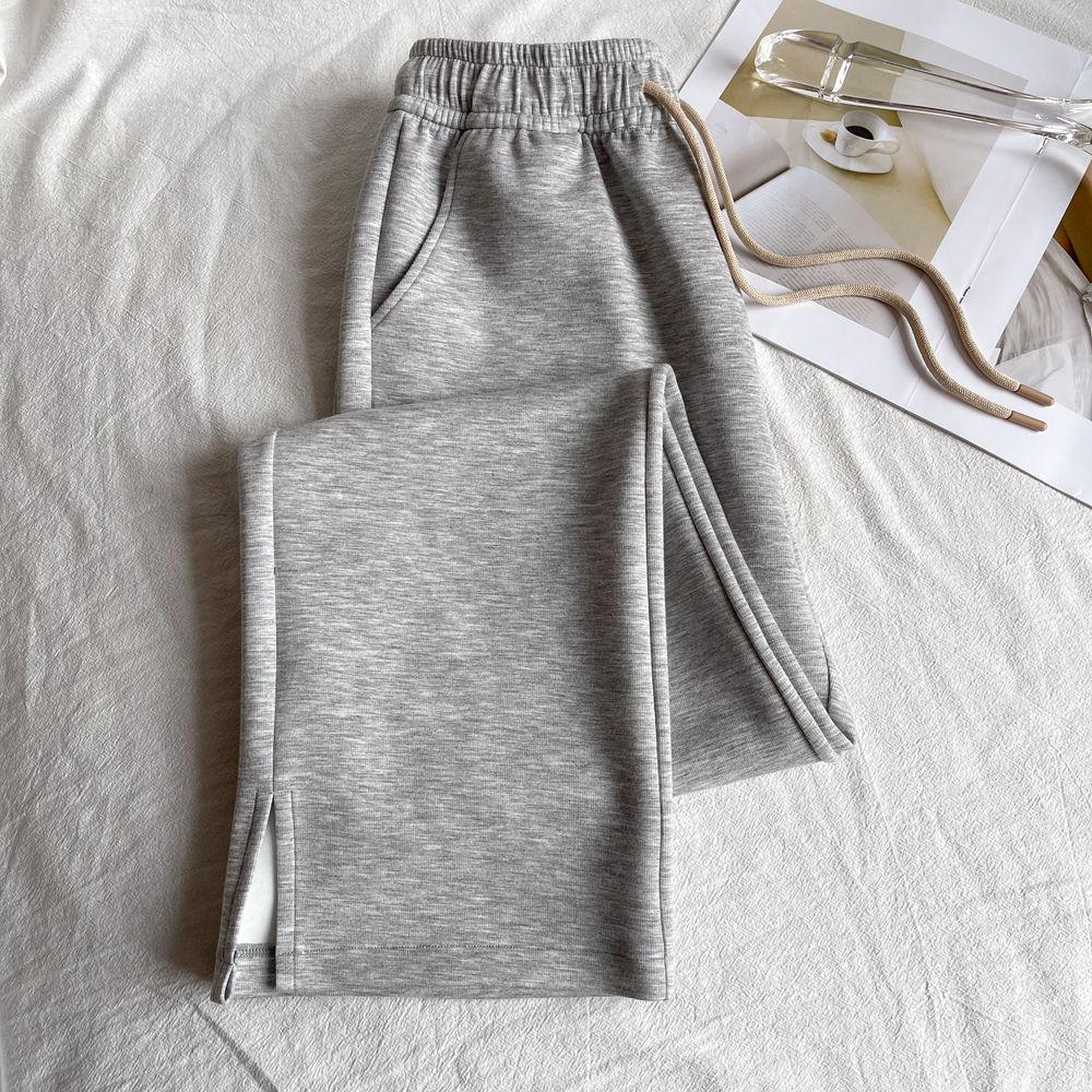 

Весенне-летние женские брюки с драпировкой и боковым разрезом, повседневные брюки, свободные тонкие узкие брюки с широкими штанинами 2XL светло-серый