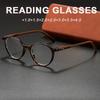 Retro Round Reading Glasses Unisex Anti-Blue Light Eyewear +1.0 To +4.0 Tortoise Shell & Wood Grain Temples with Leather Case