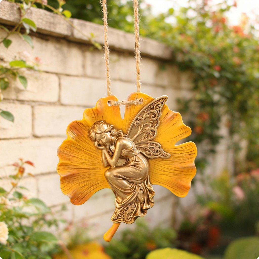 Ginkgo Fairy Ornament Fantasy Resin Hanging Detailed Relief Wall for Balcony,