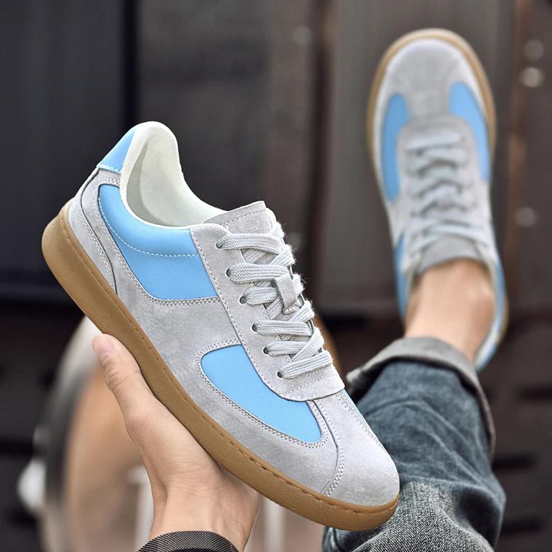 Fashion Men's Flats Genuine Leather Outdoor Daily Vulcanize Shoes Fashion Casual Sneakers Comfort Sports Flats Male Walking Footwear