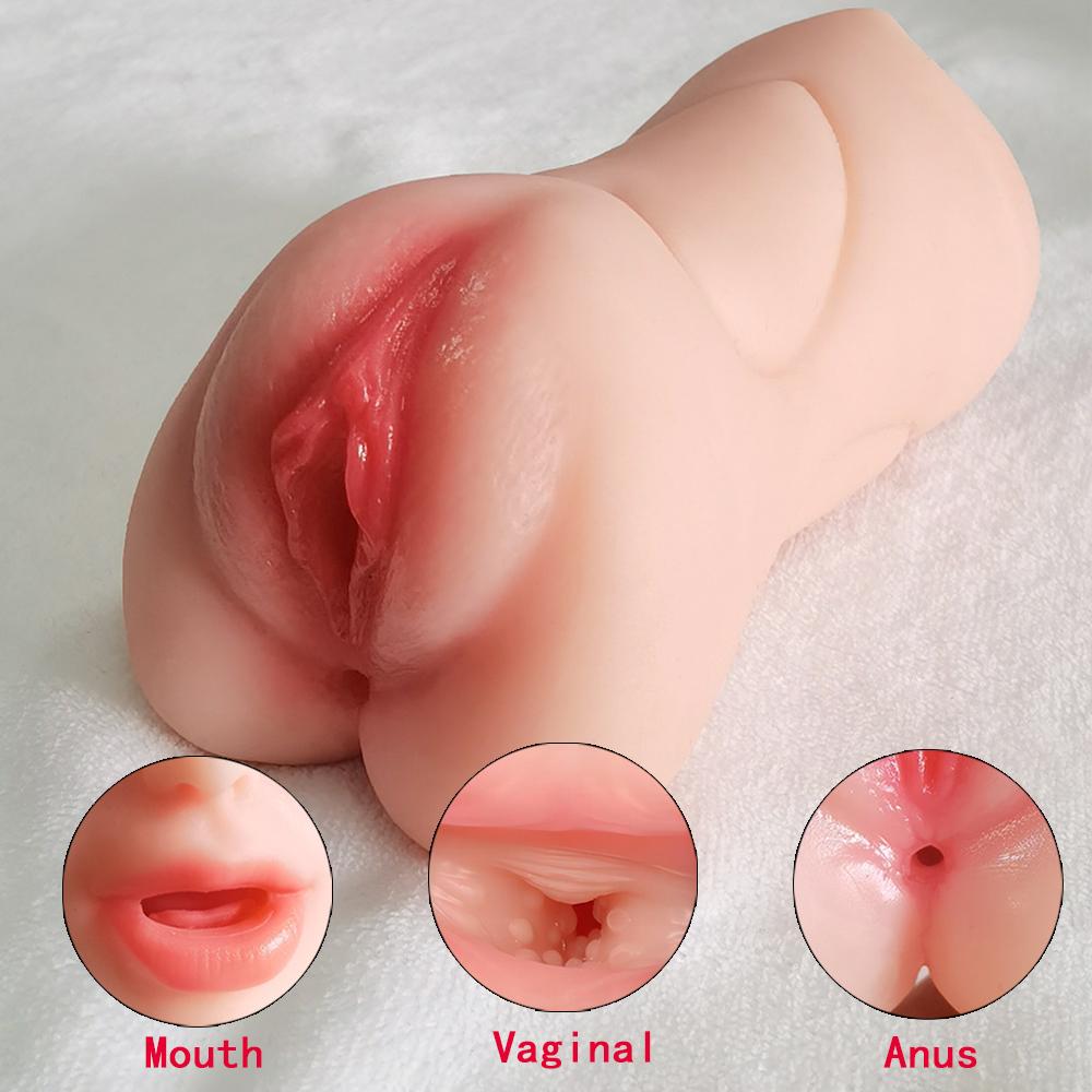 3-in-1 Realistic Male Masturbator 3D Textured Artificial vagina anal Pocket Pussy Oral Sex Toys for Men