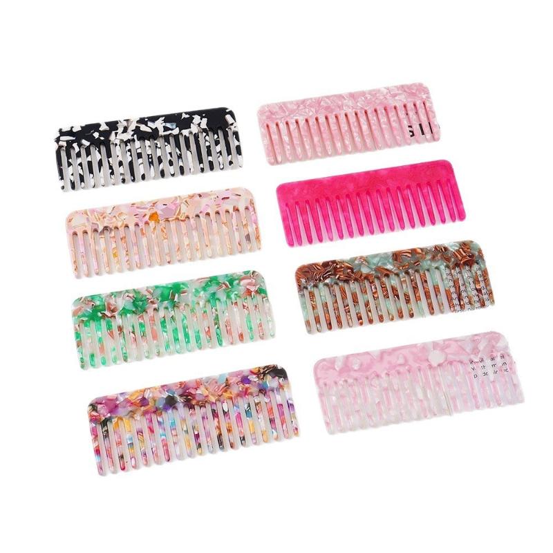 1Pcs Anti-Static Traveling Massage Hair Brush Wide Teeth Acetate Hair Combs Salon Styling Barber Colorful Hairdressing Comb