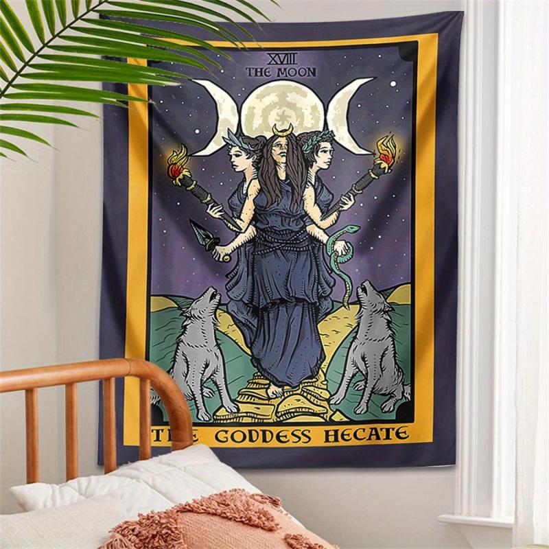 VIKAMA Astrologythemed Tapestry Tarot Moon Tapestry Hecate Goddess Mandala Design Witchcraftinspired Wall Hanging