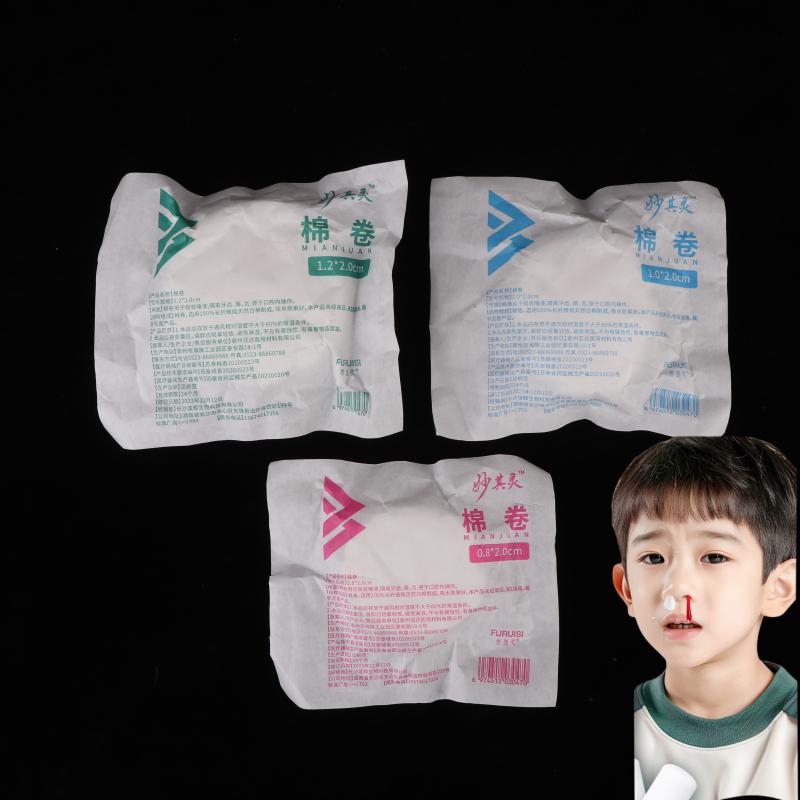 2/5Packs Nose Bleed Stopper Blood Stop Cotton Roll Dental Hemostasis Nose Blood Stop Cotton Swab For Kids Stops Bleeding Fast
