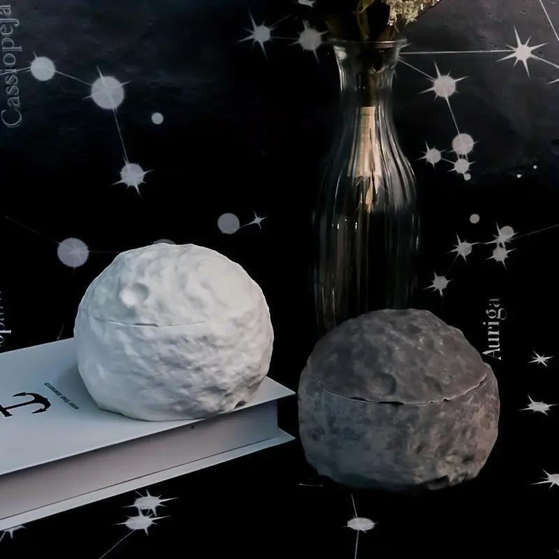 Planet Shaped Storage Box with Lid Silicone Mold DIY Candle Holder Mold Moon Flowerpot Mold Cement Concrete Storage Jar Mold