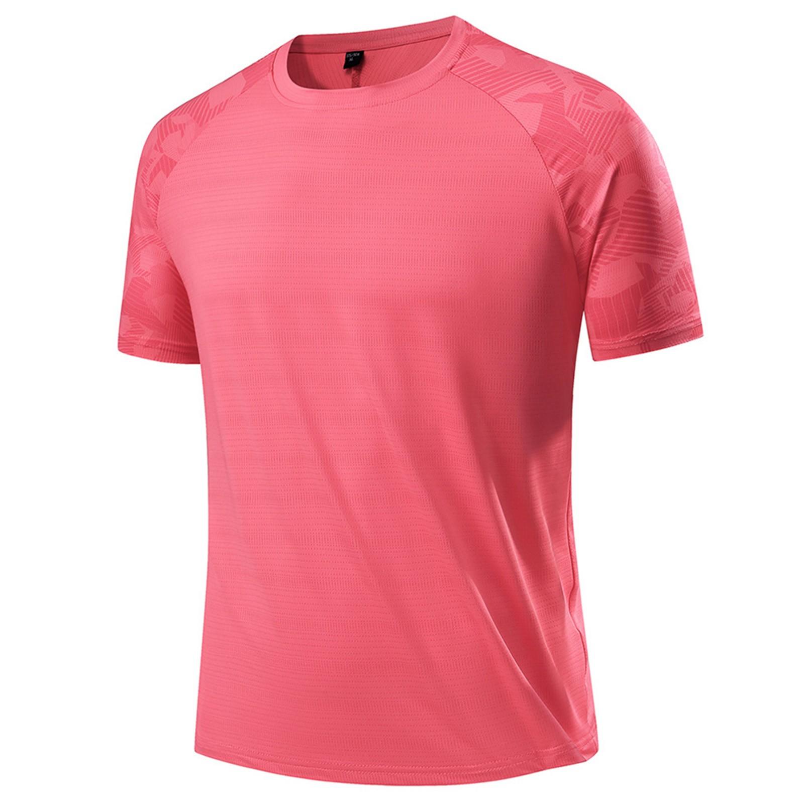 

Мужская летняя облегающая дышащая одежда из шелка с круглым вырезом, быстросохнущая, повседневная спортивная футболка, топы L красный