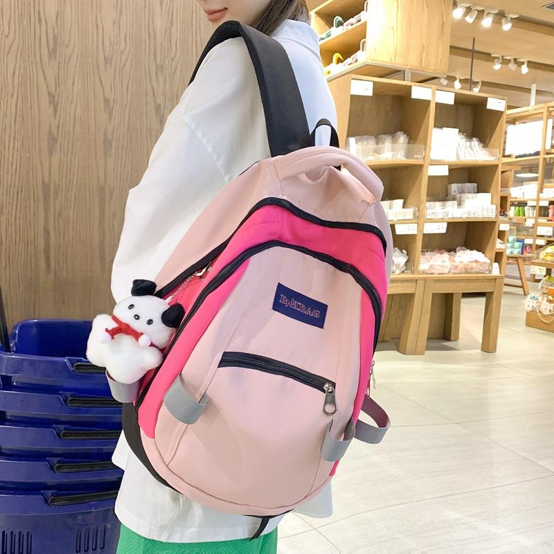 

Школьный рюкзак женский для старшеклассниц, рюкзак для учеников начальной школы, рюкзак для учеников средней школы, рюкзак для студентов колледжа, контрастный цвет, большая вместимость розовый