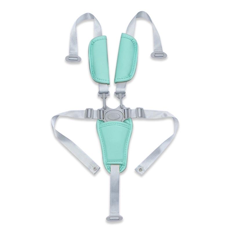 Universal 5 Point Infant Safety Belt Adjustable Length Highchair Strollers Harness Soft PU Crotch Support Nylon Straps