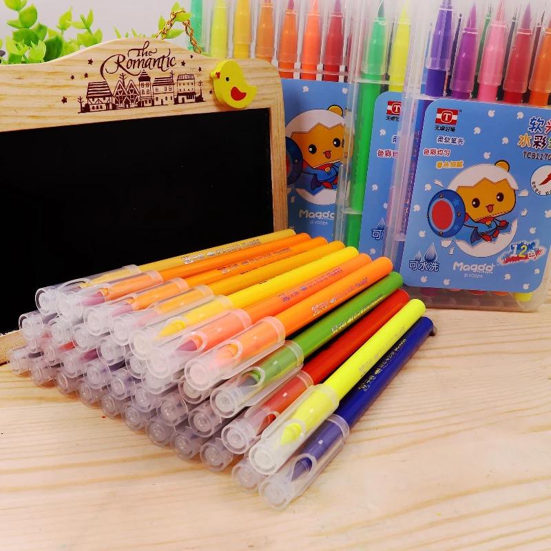 Watercolor Pens 18 Colors Washable Watercolor Pens Stationery Soft Tipped Watercolor Pen Art Painting Marker Pen School Supplies