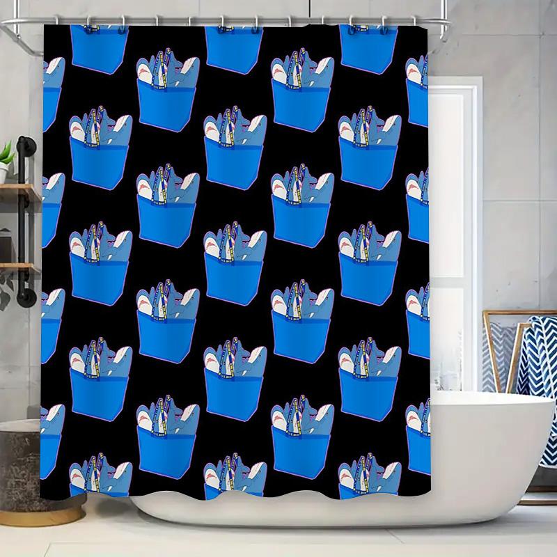 

Shark Shower Curtain Ocean Bathroom Decor Sea Life Pattern Waterproof Fabric Washable Modern Coastal Vibes W60H190(CM)-1 Pcs