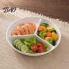 Family Daily Use Dinner Plate Ceramic Steamer with 3 Divided Compartments, Round Dish Portion Control Diet for Food, Rice Meat Vegetable Separator Pot