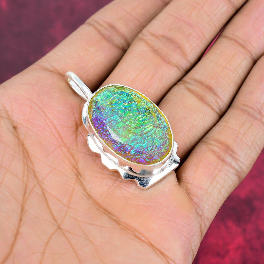 Κίτρινος Αυστραλιανός Οπάλιος 925 Ασήμι Στερλίνα Μασίφ Κρεμαστό, Χειροποίητο Κρεμαστό Κόσμημα με Πολύτιμο Λίθο, Δώρα Για τη Σύζυγο Ολοκαίνουργιο Κρεμαστό