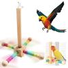 Chew-Proof Construction Wood Bird Training Stand Parrot Play Rack Small Medium Animals