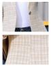 2025 Spring Korean Style Plaid Short Suit Jacket for Women - Slimming, Petite, Casual, Trendy