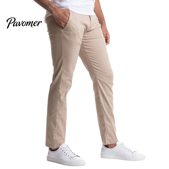 Breathable Autumn Winter Chinos Men Twill Trousers, Slim Fit Stretch Pants, Solid Color Versatile Slimming Leg Trousers Straight Casual Pants