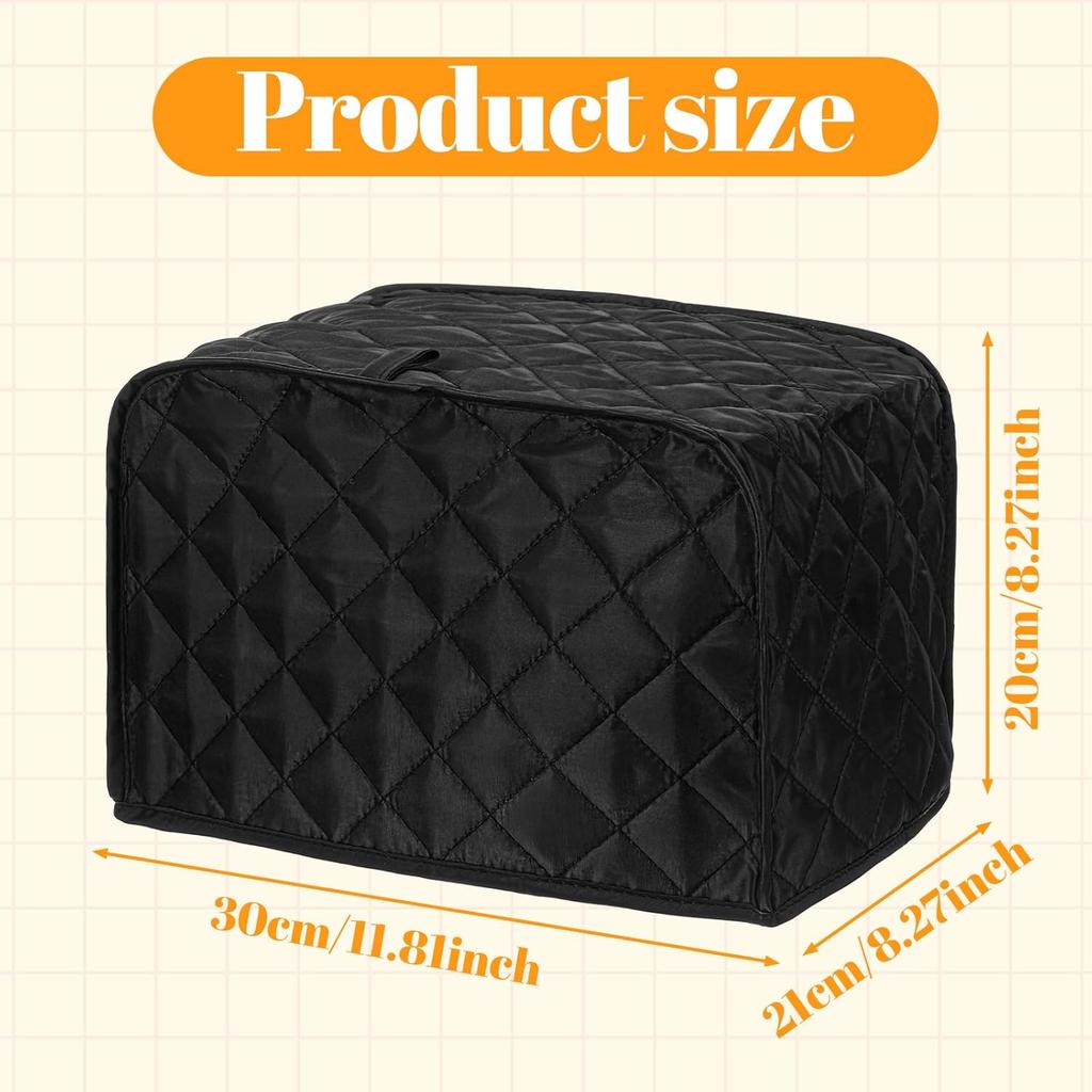 2 Slice Toaster Cover,Black Toaster Covers, Cotton Quilted Toasters Covers 2 Slice Wide Slot, Washable Kitchen Cover for Toasters and Kitchen Small