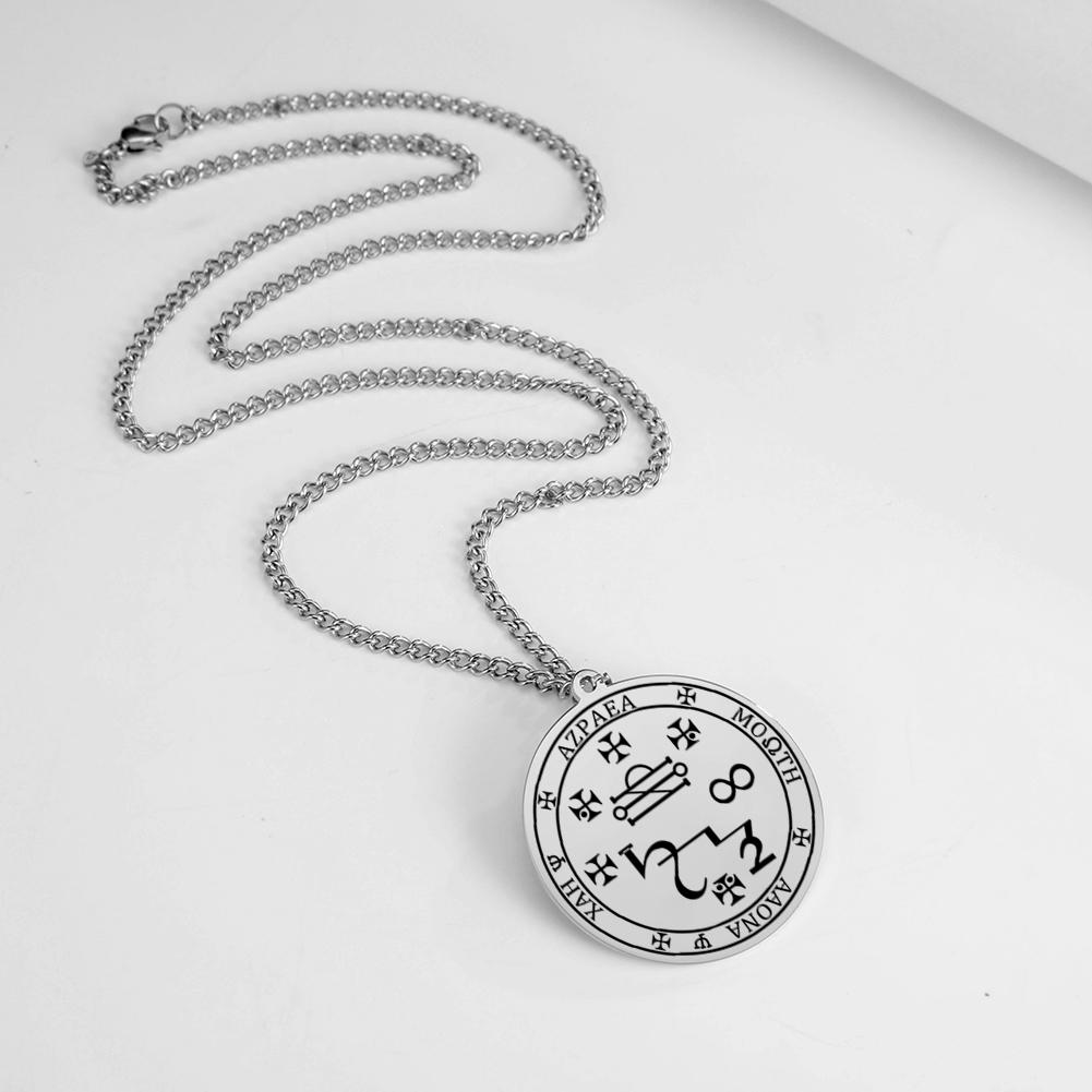 Dawapara Erzengel Azrael Siegel Salomos Engel des Todes Kabbala Amulett Anhänger Halskette Edelstahl Schmuck