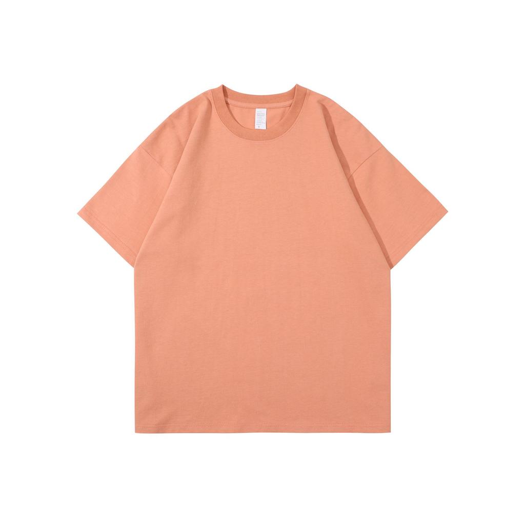 260g Heavy Combed Cotton Drop Shoulder Short-Sleeve T-Shirt for Men & Women - Summer Loose Fit Solid Color