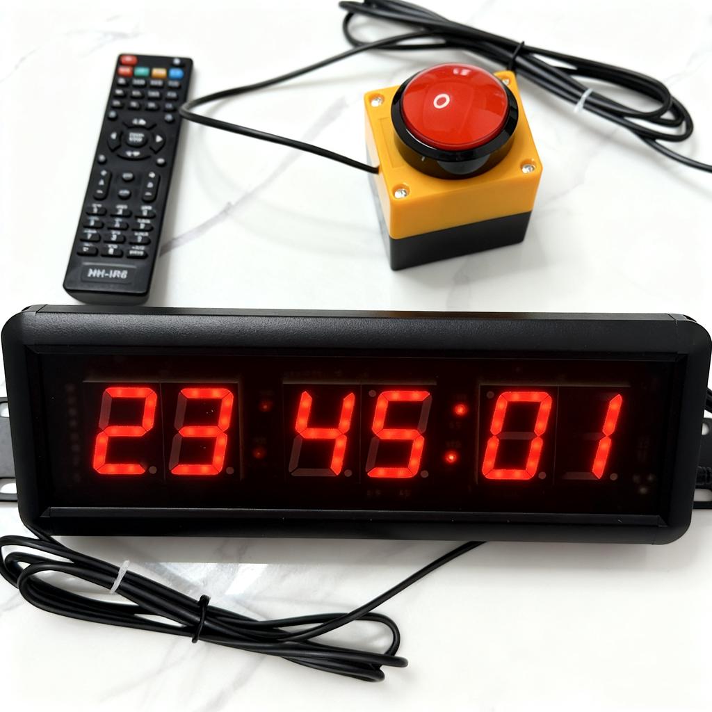 1.5-inch 29cm Button Stopwatch Sports Timer, With Buzzer Led Countdown Clock Button Game School Intelligence Sompetition Timer