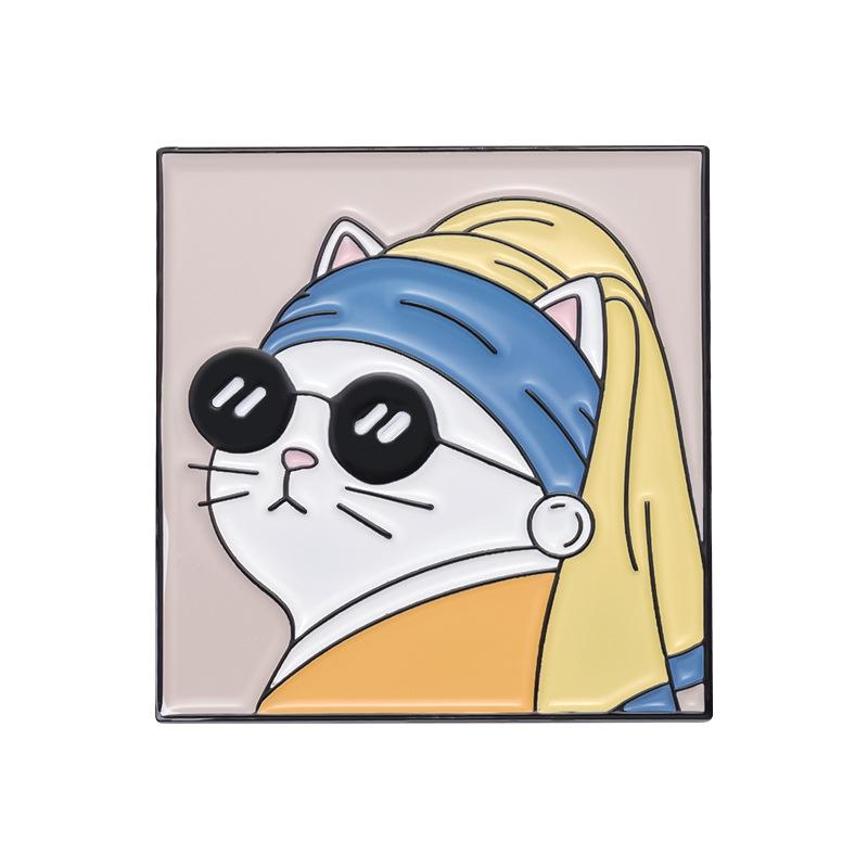 Cute Pearl Cat Enamel Lapel Pin Cartoon Metal Brooch Jewelry For Women Men Hat Backpack Bags Badge Pins Kids Gifts