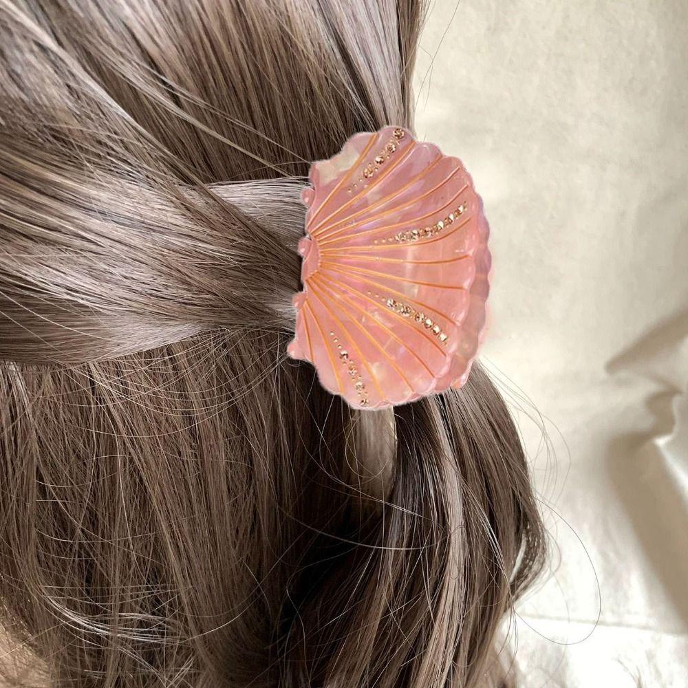 Non-slip Shell Shark Clip Acetic Acid Rhinestone Crab Clip Back of The Head