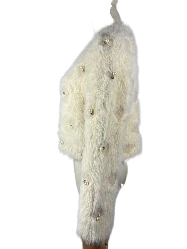 Women's Imitation Mink Velvet Beaded Cardigan Sweater