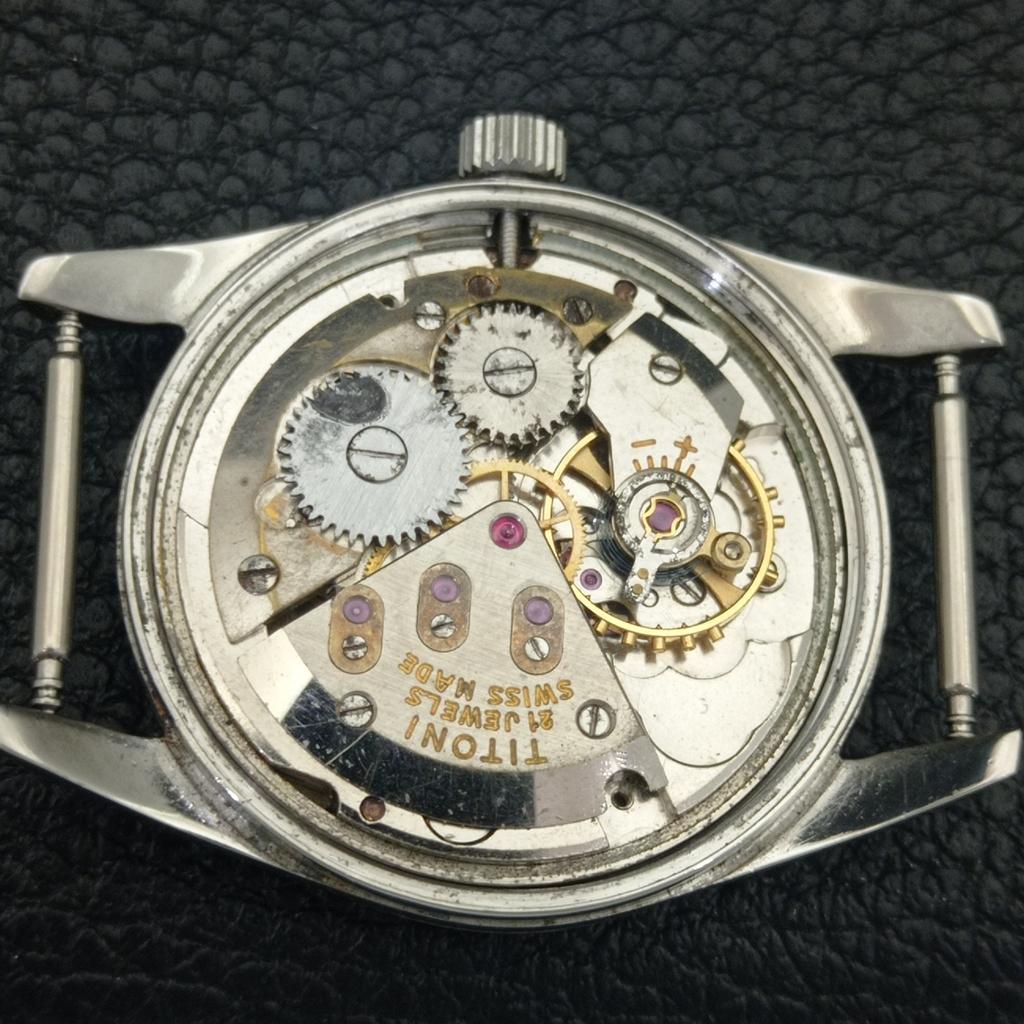 TITONI AIRMASTER TITOFLEX VINTAGE HAND-WINDING SWISS MENS BEIGE WATCH a703237-1 R213a-a703237