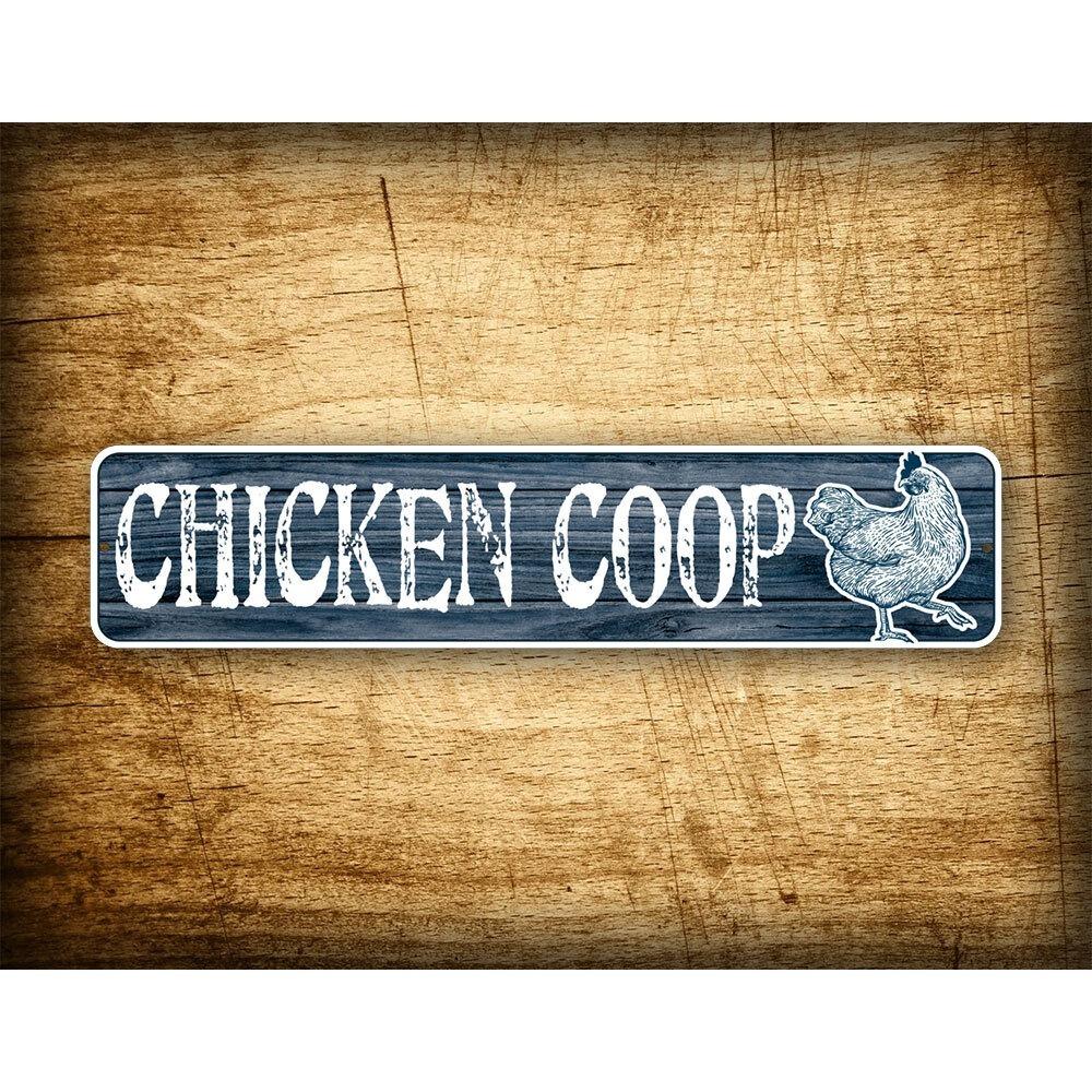 Customizable 4x16 Inch Grunge Chicken Coop Sign, Custom Text Outdoor Metal Decor, Weatherproof Plaque for Hen House