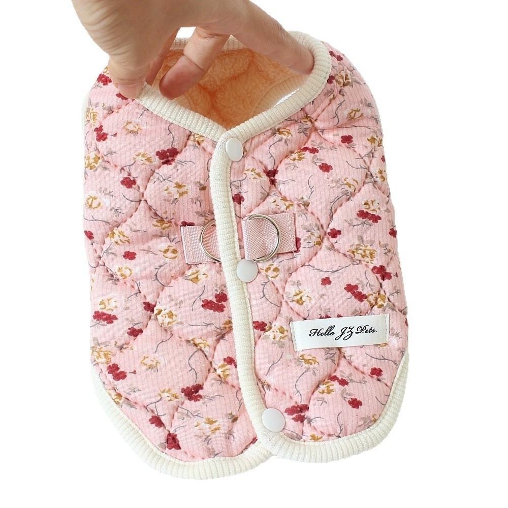Floral Print Dog Winter Coat Thick Fleece Cat Winter Vest Durable Pet Vest  Indoor Outdoor
