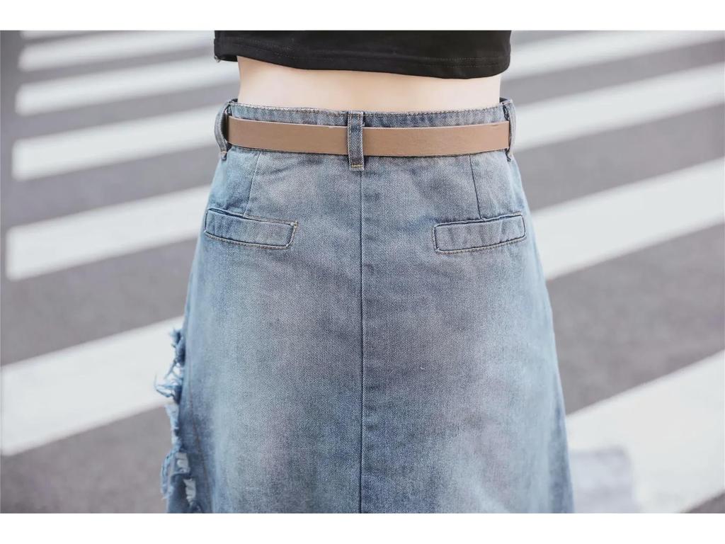 Europäischer & Amerikanischer Übergröße Unregelmäßiger High Waist Denim Midirock - Sommer Casual Bodycon Stil